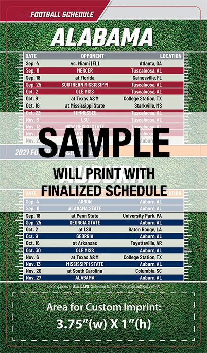 ReaMark Products: Alabama/Auburn Full Magnet Football Schedule